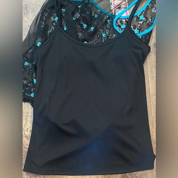 NWT candies mod for mad black tie blouse Sz small sequin 2 layer - Picture 4 of 8